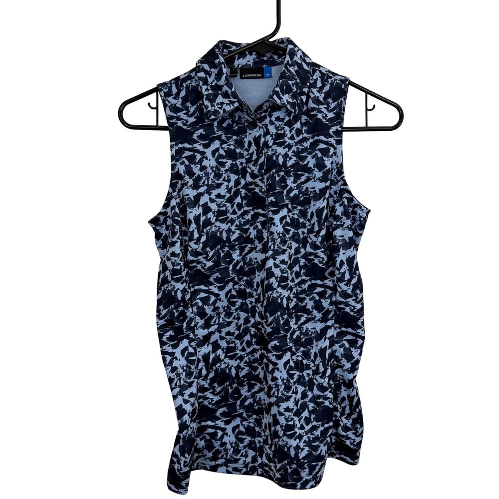 J.Lindeberg Shirt Womens Small Blue Dena Icelayer Print TX Jersey Golf Top